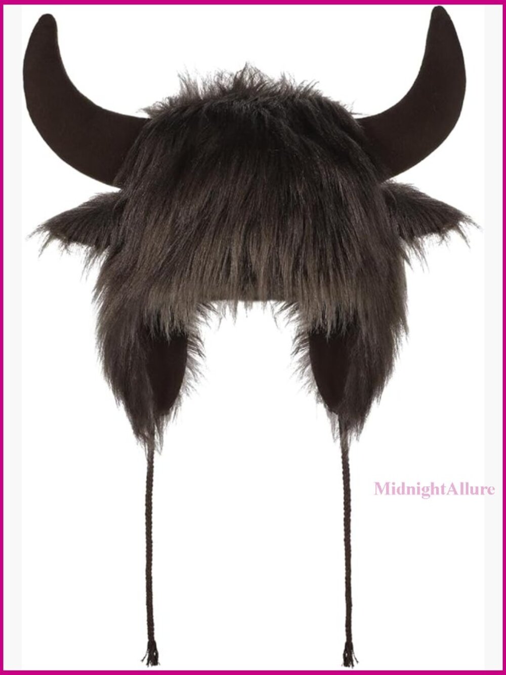 Faux Fur Trapper Hat with Horns, One Size, Winter Costume Accessory